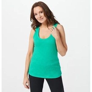G.I.L.I. Top Knit Basic Tank ~ sz L Trim Jade Green Blouse Summer A399063 NEW